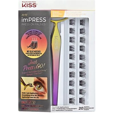 Kiss imPRESS Press-On Falsies 20 stuks valse wimpers, zelfklevend, zonder lijm, naturel + applicator Kiss imPRESS Press-On Falsies 20 stuks valse wimpers, zelfklevend, zonder lijm, naturel + applicator