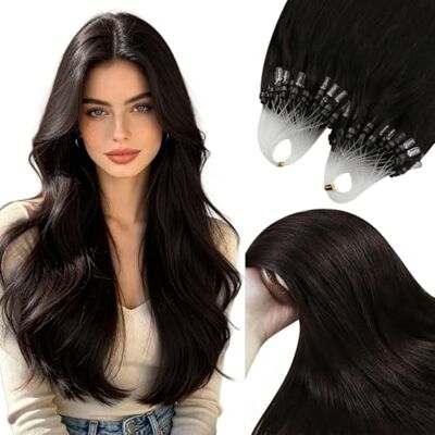 YoungSee Haarextensions, micro-ring, echt haar, donkerbruin, 45 cm, 50 g, 1 g/streng, #2 YoungSee Haarextensions, micro-ring, echt haar, donkerbruin, 45 cm, 50 g, 1 g/streng, #2