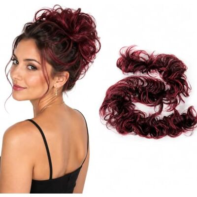 CAISHA XXL Haarstukje Choucho voor het verkrijgen van volumineus opgedaan haar, krullend, knot, rood gemengd HW28 CAISHA XXL Haarstukje Choucho voor het verkrijgen van volumineus opgedaan haar, krullend, knot, rood gemengd HW28