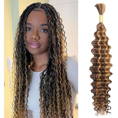 IFLY Human Braiding Hair Deep Wave Weave Natuurlijk Haar Curly Bundels Menselijk Haar voor Boho Braids Braziliaans Haarstrengen Krullend Natuurlijk Menselijk Haar 45,7 cm 50 g Kleur 4/27 Highlight IFLY Human Braiding Hair Deep Wave Weave Natuurlijk Haar Curly Bundels Menselijk Haar voor Boho Braids Braziliaans Haarstrengen Krullend Natuurlijk Menselijk Haar 45,7 cm 50 g Kleur 4/27 Highlight