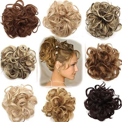 Rich Choices Haarstukje met clip in haarverlenging, natuurlijk, Scrunchy knotten, volume krullend knot of rommelig knot, verschillende kleuren, koffiebruin tot donkerbruin Rich Choices Haarstukje met clip in haarverlenging, natuurlijk, Scrunchy knotten, volume krullend knot of rommelig knot, verschillende kleuren, koffiebruin tot donkerbruin