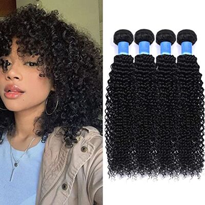 RICHAIR Bundel Braziliaans Krulhaar 18 Inch, Menselijk Haar Bundels 4 Stuks, Natuurlijke Braziliaanse Strengen Zwart 50g/stk (totaal 200g) RICHAIR Bundel Braziliaans Krulhaar 18 Inch, Menselijk Haar Bundels 4 Stuks, Natuurlijke Braziliaanse Strengen Zwart 50g/stk (totaal 200g)