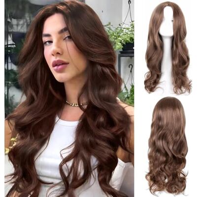 XIWCAFC Lange golvende pruik voor dames en meisjes, 68 cm, lang krullend haar, hittebestendig, voor dagelijks feest, cosplay, carnaval, lichtbruin XIWCAFC Lange golvende pruik voor dames en meisjes, 68 cm, lang krullend haar, hittebestendig, voor dagelijks feest, cosplay, carnaval, lichtbruin