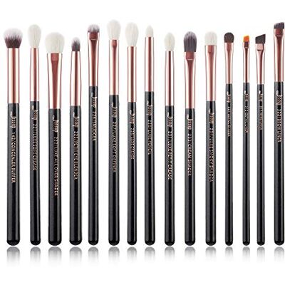 Jessup Set make-upkwasten, ogen, 15 stuks, oogschaduw, mix, eyeliner, wenkbrauwen, natuurlijk synthetisch haar, zwart, roségoud, T157 Jessup Set make-upkwasten, ogen, 15 stuks, oogschaduw, mix, eyeliner, wenkbrauwen, natuurlijk synthetisch haar, zwart, roségoud, T157