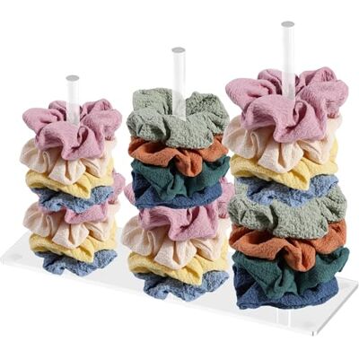 Focenat Haarelastiekjeshouder met 3 niveaus acryl transparante scrunchie organizer voor vrouwen meisjes mode geschenken haaraccessoires Focenat Haarelastiekjeshouder met 3 niveaus acryl transparante scrunchie organizer voor vrouwen meisjes mode geschenken haaraccessoires