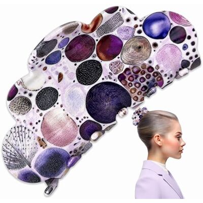 Accent aigu Grote haarclip voor dames, luxe haarspeld met kleurrijk patroon, chique en duurzame accessoires voor dik haar, elegante krabclip (paars) Accent aigu Grote haarclip voor dames, luxe haarspeld met kleurrijk patroon, chique en duurzame accessoires voor dik haar, elegante krabclip (paars)