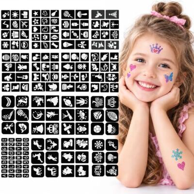 Pascyp Tattoo sjablonen voor kinderen, 16 vellen sjablonen: Herbruikbare tattoo-sjablonen voor gezicht en lichaam, perfect voor volwassenen, Halloween Pascyp Tattoo sjablonen voor kinderen, 16 vellen sjablonen: Herbruikbare tattoo-sjablonen voor gezicht en lichaam, perfect voor volwassenen, Halloween