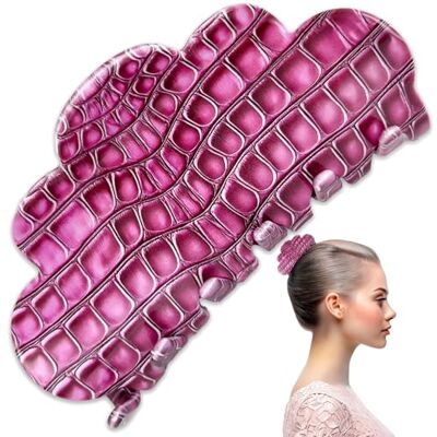 Accent aigu Grote haarclip voor dames, luxe haarspeld met kleurrijk patroon, chique en duurzame accessoires voor dik haar, elegante krabclip (krokodillenroze) Accent aigu Grote haarclip voor dames, luxe haarspeld met kleurrijk patroon, chique en duurzame accessoires voor dik haar, elegante krabclip (krokodillenroze)