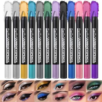 Sitovely 12 stuks crèmekleurige oogschaduwstick, metallic, glitter, spiegel, oogschaduwstift, oogschaduwstift, vlekbestendig en waterdicht, matte oogschaduwstift Sitovely 12 stuks crèmekleurige oogschaduwstick, metallic, glitter, spiegel, oogschaduwstift, oogschaduwstift, vlekbestendig en waterdicht, matte oogschaduwstift