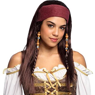Boland Piratenpruik Trinity met bandana voor volwassenen, 10103084, bruin, Eén maat Boland Piratenpruik Trinity met bandana voor volwassenen, 10103084, bruin, Eén maat