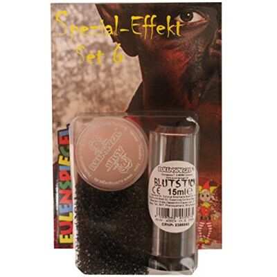 Eulenspiegel 406069 6 stuks bloedstaafjes 15 ml, 1 effectwas 12 ml, 1 baardspons en 1 spatel, make-up-set, Halloween Eulenspiegel 406069 6 stuks bloedstaafjes 15 ml, 1 effectwas 12 ml, 1 baardspons en 1 spatel, make-up-set, Halloween