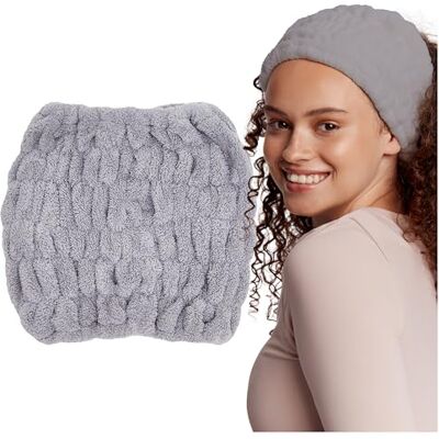 GLOV Haarband voor dames, van microvezel, voor spa, yoga, sport, make-up, elastisch haar, tulband, dames, wasbaar, universele maat (grijs) GLOV Haarband voor dames, van microvezel, voor spa, yoga, sport, make-up, elastisch haar, tulband, dames, wasbaar, universele maat (grijs)