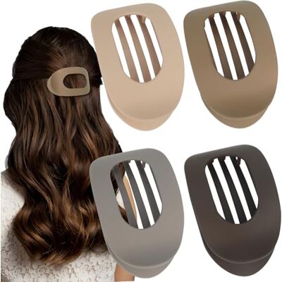 OWill Set van 4 platte haarspelden voor dames, mat, bruin, voor fijn haar, gebogen design, voor dun en dik haar OWill Set van 4 platte haarspelden voor dames, mat, bruin, voor fijn haar, gebogen design, voor dun en dik haar