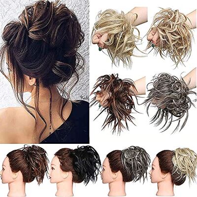 Rich Choices Synthetische haarverlenging, golvend, donut, krullend, asblond tot gebleekt blond Rich Choices Synthetische haarverlenging, golvend, donut, krullend, asblond tot gebleekt blond