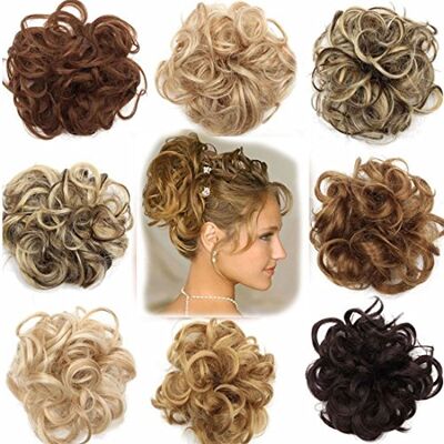 Rich Choices Haarstukje met clip, natuurlijk haar, scrunchy, volume, krullen of rommelige knot, verschillende kleuren, ombré, lichtbruin tot asblond Rich Choices Haarstukje met clip, natuurlijk haar, scrunchy, volume, krullen of rommelige knot, verschillende kleuren, ombré, lichtbruin tot asblond