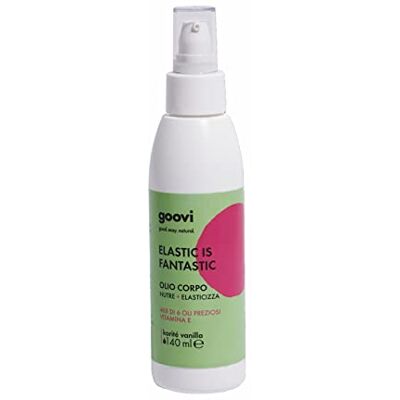 Goovi THE GOOD VIBES COMPANY Srl , Elastic is Fantastic, lichaamsolie op basis van een mengsel van 6 waardevolle oliën, voedt en maakt de huid elastisch, voorkomt striae, 140 ml Goovi THE GOOD VIBES COMPANY Srl , Elastic is Fantastic, lichaamsolie op basis van een mengsel van 6 waardevolle oliën, voedt en maakt de huid elastisch, voorkomt striae, 140 ml