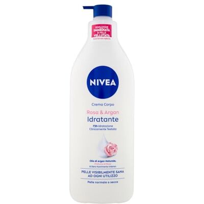 NIVEA Rose & Argan vochtinbrengende lichaamscrème 500 ml, 72 uur vochtinbrengende lichaamscrème, met puur hyaluronzuur en intensief voedingsserum, vochtinbrengende crème voor de huid NIVEA Rose & Argan vochtinbrengende lichaamscrème 500 ml, 72 uur vochtinbrengende lichaamscrème, met puur hyaluronzuur en intensief voedingsserum, vochtinbrengende crème voor de huid