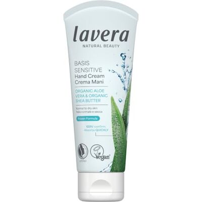 lavera Basis Sensitive Handcrème, natuurlijke cosmetica, veganistisch, biologische aloë vera en biologische sheaboter, 75 ml lavera Basis Sensitive Handcrème, natuurlijke cosmetica, veganistisch, biologische aloë vera en biologische sheaboter, 75 ml