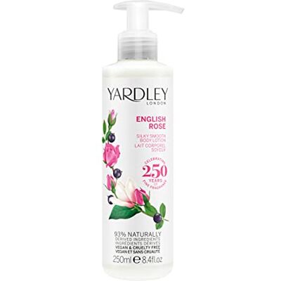 Yardley Of London English Rose Body Lotion, zijdeachtig, glad, 250 ml Floral Body Cream met Shea Butter en Vitamine E, verzachtende en voedende bodylotion, veganistisch, 97% natuurlijke Yardley Of London English Rose Body Lotion, zijdeachtig, glad, 250 ml Floral Body Cream met Shea Butter en Vitamine E, verzachtende en voedende bodylotion, veganistisch, 97% natuurlijke