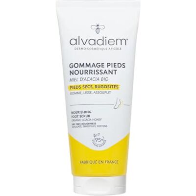 Alvadiem Voedende voetpeeling, 75 ml, met biologische acaciahoning, peeling, droge voeten, ruwheid, dode huid, hydraterende en gladmakende verzorging, gemaakt in Frankrijk Alvadiem Voedende voetpeeling, 75 ml, met biologische acaciahoning, peeling, droge voeten, ruwheid, dode huid, hydraterende en gladmakende verzorging, gemaakt in Frankrijk