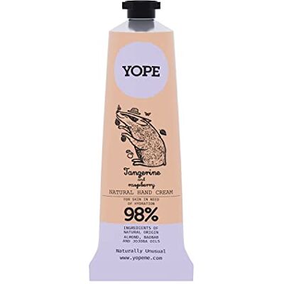 Yope Natuurlijke handcrème met zoete amandel, baobab, jojobaolie, sheaboter en provitamine B5, sterke hydratatie mandarijn en framboos, 50 ml Yope Natuurlijke handcrème met zoete amandel, baobab, jojobaolie, sheaboter en provitamine B5, sterke hydratatie mandarijn en framboos, 50 ml