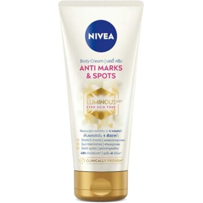 NIVEA Luminous 630 Body Cream tegen striae en bruine vlekken (200 ml) 48 uur vochtinbrengende crème vermindert striae, onvolkomenheden in de zon en pigmentvlekken, met thiamidol NIVEA Luminous 630 Body Cream tegen striae en bruine vlekken (200 ml) 48 uur vochtinbrengende crème vermindert striae, onvolkomenheden in de zon en pigmentvlekken, met thiamidol