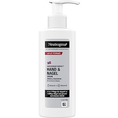 Neutrogena Vochtinbrengende hand- en nagelcrème, 150 ml, met 4-in-1 verzorging voor mooie handen en nagels, snel absorberende huidverzorging met panthenol en glycerine in een Neutrogena Vochtinbrengende hand- en nagelcrème, 150 ml, met 4-in-1 verzorging voor mooie handen en nagels, snel absorberende huidverzorging met panthenol en glycerine in een