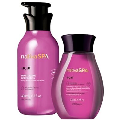 O BOTICARIO O Boticário Nativa SPA Açaí Cadeauset voor huidverzorging met 2 producten, vochtinbrengende crème voor het lichaam 400 ml en geurende lichaamsolie 200 ml O BOTICARIO O Boticário Nativa SPA Açaí Cadeauset voor huidverzorging met 2 producten, vochtinbrengende crème voor het lichaam 400 ml en geurende lichaamsolie 200 ml