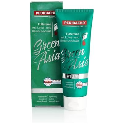 Pedibaehr Green Asia Voetcrème met lotus- en bamboe-extract met panthenol, ook geschikt voor diabetici, vochtinbrengende crème, 125 ml Pedibaehr Green Asia Voetcrème met lotus- en bamboe-extract met panthenol, ook geschikt voor diabetici, vochtinbrengende crème, 125 ml
