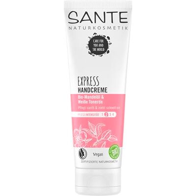 Sante Naturkosmetik Express Handcrème met toner, vochtinbrengende Express zonder vetfilm, amandelolie, veganistisch, 75 ml Sante Naturkosmetik Express Handcrème met toner, vochtinbrengende Express zonder vetfilm, amandelolie, veganistisch, 75 ml
