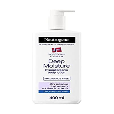 Neutrogena Noorse formule, hypoallergene bodylotion, bodylotion voor intensieve hydratatie 72 uur, vochtinbrengende crème met 10% glycerine, vochtinbrengende crème voor droge en gevoelige huid, 400 ml Neutrogena Noorse formule, hypoallergene bodylotion, bodylotion voor intensieve hydratatie 72 uur, vochtinbrengende crème met 10% glycerine, vochtinbrengende crème voor droge en gevoelige huid, 400 ml