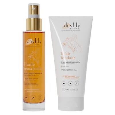 DAYLILY Set tegen striae Rituele fondant melk striae ochtend 200 ml sensorische olie ritueel striae avond 100 ml hydrateert en verzorgt de huid veganistisch en dierproefvrij gemaakt in DAYLILY Set tegen striae Rituele fondant melk striae ochtend 200 ml sensorische olie ritueel striae avond 100 ml hydrateert en verzorgt de huid veganistisch en dierproefvrij gemaakt in