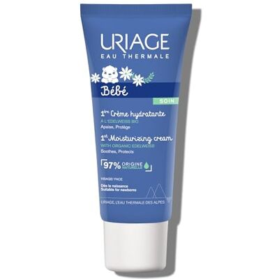 Uriage Vochtinbrengende crème voor baby's met biologische edelweiss en sheaboter, hydrateert en beschermt tegen droogheid, trekt snel in en plakt niet, 97% ingrediënten van natuurlijke oorsprong, 40 ml Uriage Vochtinbrengende crème voor baby's met biologische edelweiss en sheaboter, hydrateert en beschermt tegen droogheid, trekt snel in en plakt niet, 97% ingrediënten van natuurlijke oorsprong, 40 ml
