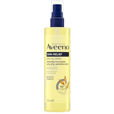 Aveeno Skin Relief Body Oil Spray Huidverzorging en lichaamsverzorging met haverolie en jojoba-olie voor een zeer droge en gevoelige huid Aveeno Skin Relief Body Oil Spray Huidverzorging en lichaamsverzorging met haverolie en jojoba-olie voor een zeer droge en gevoelige huid