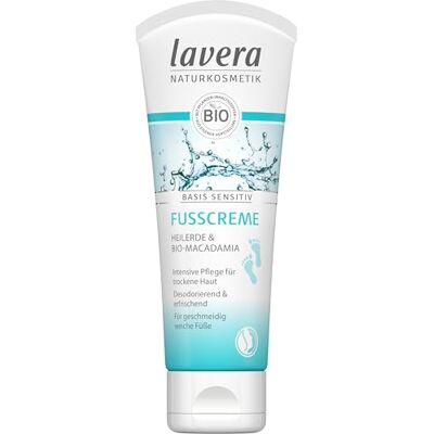 lavera Basis Sensitive Voetcrème, verkoelend, luchtverfrissend, voor zachte voeten, biologische macadamia en medicinale aarde, 4 stuks (4 x 75 ml) lavera Basis Sensitive Voetcrème, verkoelend, luchtverfrissend, voor zachte voeten, biologische macadamia en medicinale aarde, 4 stuks (4 x 75 ml)