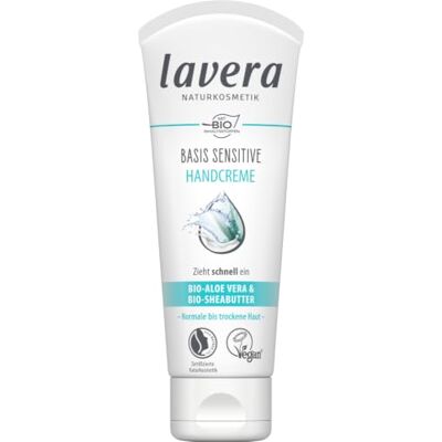 lavera Basis Sensitiv handcrème gecertificeerde natuurlijke cosmetica veganistisch aloë vera & biologische sheaboter 75 ml lavera Basis Sensitiv handcrème gecertificeerde natuurlijke cosmetica veganistisch aloë vera & biologische sheaboter 75 ml