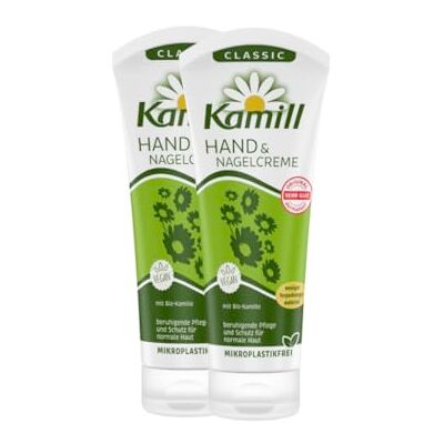 Kamill Classic hand- en nagelcrème (2 x 100 ml) kalmeert en beschermt met biologische e en veganistische ingrediënten Kamill Classic hand- en nagelcrème (2 x 100 ml) kalmeert en beschermt met biologische e en veganistische ingrediënten