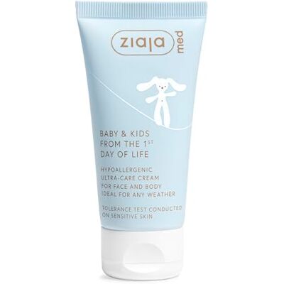 Ziaja BABY & KIDS Ultra-Care gezichts- en lichaamscrème voor baby's, hypoallergene vochtinbrengende crème voor pasgeborenen, parfumvrij, 96% natuurlijke ingrediënten, 50 ml MED Ziaja BABY & KIDS Ultra-Care gezichts- en lichaamscrème voor baby's, hypoallergene vochtinbrengende crème voor pasgeborenen, parfumvrij, 96% natuurlijke ingrediënten, 50 ml MED