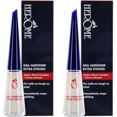 Herome Nagelverharder Extra Sterk en Base Coat 2-pack Nail Hardener Extra Strong- Nagelversterker voor Zwakke en Gevoelige Nagels TFS Hars- en Tolueenvrij 2*10ml Herome Nagelverharder Extra Sterk en Base Coat 2-pack Nail Hardener Extra Strong- Nagelversterker voor Zwakke en Gevoelige Nagels TFS Hars- en Tolueenvrij 2*10ml