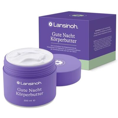 Lansinoh Gute Nacht lichaamsboter met magnesium, sheaboter en cacaoboter, rijke, hydraterende lichaamsboter voor zwangerschap en na de bevalling, 200 ml Lansinoh Gute Nacht lichaamsboter met magnesium, sheaboter en cacaoboter, rijke, hydraterende lichaamsboter voor zwangerschap en na de bevalling, 200 ml