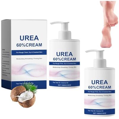 JIAOY Voetcrème met ureum 60%, voor gespleten hielen en droge huid, 60% ureum voetcrème, hydraterend en diep verzachtend, hydraterende lichaamsverzorging (2 stuks) JIAOY Voetcrème met ureum 60%, voor gespleten hielen en droge huid, 60% ureum voetcrème, hydraterend en diep verzachtend, hydraterende lichaamsverzorging (2 stuks)