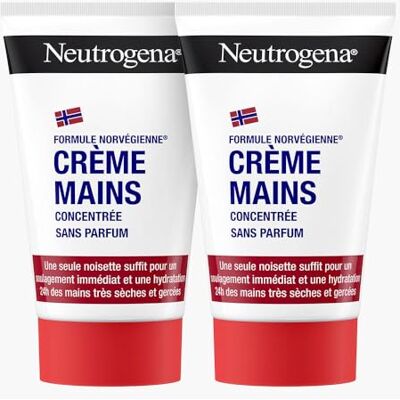 Neutrogena Handcrème, hydraterend en kalmerend voor droge en beschadigde handen, geurloos, 2 x 50 ml Neutrogena Handcrème, hydraterend en kalmerend voor droge en beschadigde handen, geurloos, 2 x 50 ml