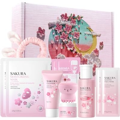 HASAIKA ® Sakura Huidverzorgingsset, huidverzorgingsgeschenkdozen, hydraterend en voedend, inclusief reinigingsborstel en haarband, 11-delig HASAIKA ® Sakura Huidverzorgingsset, huidverzorgingsgeschenkdozen, hydraterend en voedend, inclusief reinigingsborstel en haarband, 11-delig