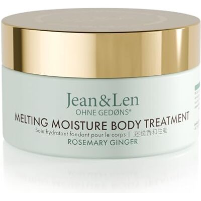 Jean & Len Melting Moisture Body Treatment Rosemary & Ginger voor een geurend verzorgingsresultaat voor de normale huid, hoogwaardige pot, voedende lichaamsboter, zonder parabenen en siliconen, 200 Jean & Len Melting Moisture Body Treatment Rosemary & Ginger voor een geurend verzorgingsresultaat voor de normale huid, hoogwaardige pot, voedende lichaamsboter, zonder parabenen en siliconen, 200