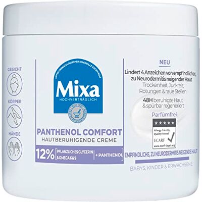 Mixa Panthenol Kalmerende crème met panthenol voor droge, gevoelige en eczeemgevoelige huid, genezende crème tegen roodheid en jeuk, panthenol Comfort 400 ml Mixa Panthenol Kalmerende crème met panthenol voor droge, gevoelige en eczeemgevoelige huid, genezende crème tegen roodheid en jeuk, panthenol Comfort 400 ml