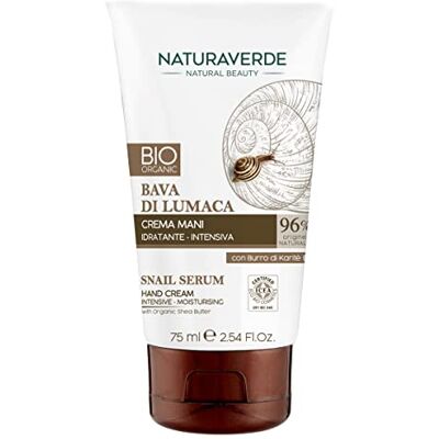 Naturaverde Bio Intensieve hydraterende handcrème met slakkenslijm met sheaboter voor droge en gebarsten handen, 75 ml Naturaverde Bio Intensieve hydraterende handcrème met slakkenslijm met sheaboter voor droge en gebarsten handen, 75 ml