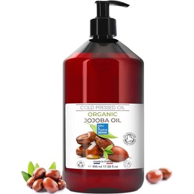 bleu & marine Bretania Pure en 100% natuurlijke biologische jojoba-olie: gezichtsolie, hydraterend voor haar en baard, anti-aging, make-up remover olie, wimperserum, nagelriemolie, atopische huidverzorging 500 ml bleu & marine Bretania Pure en 100% natuurlijke biologische jojoba-olie: gezichtsolie, hydraterend voor haar en baard, anti-aging, make-up remover olie, wimperserum, nagelriemolie, atopische huidverzorging 500 ml