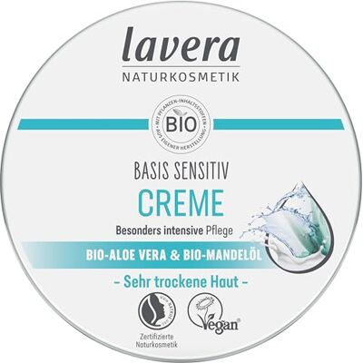 lavera Base Sensitiv Crème, multifunctionele crème, natuurlijke cosmetica, veganistisch, aloë vera en biologische amandelolie, bijzonder intensieve verzorging, PETA gecertificeerd, biologisch afbreekbaar, 150 ml lavera Base Sensitiv Crème, multifunctionele crème, natuurlijke cosmetica, veganistisch, aloë vera en biologische amandelolie, bijzonder intensieve verzorging, PETA gecertificeerd, biologisch afbreekbaar, 150 ml