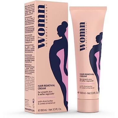 womn Intime-ontharingscrème, 100 ml, zachte ontharing voor bikinilijn, oksels en intieme zone, zonder sneden of scheerknoppen, dermatologisch getest womn Intime-ontharingscrème, 100 ml, zachte ontharing voor bikinilijn, oksels en intieme zone, zonder sneden of scheerknoppen, dermatologisch getest