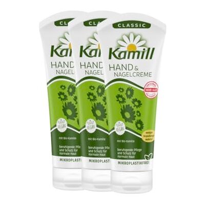Kamill Classic Set van 3 hand- en nagelcrèmes (3 x 100 ml) kalmeert en beschermt met biologische e uit gecontroleerde biologische teelt, met veganistische ingrediënten en zonder Kamill Classic Set van 3 hand- en nagelcrèmes (3 x 100 ml) kalmeert en beschermt met biologische e uit gecontroleerde biologische teelt, met veganistische ingrediënten en zonder